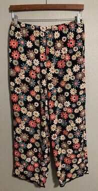 Vintage F.L. Malik Womens Capri Pants Medium Multicolor Elastic Waist Artsy Boho